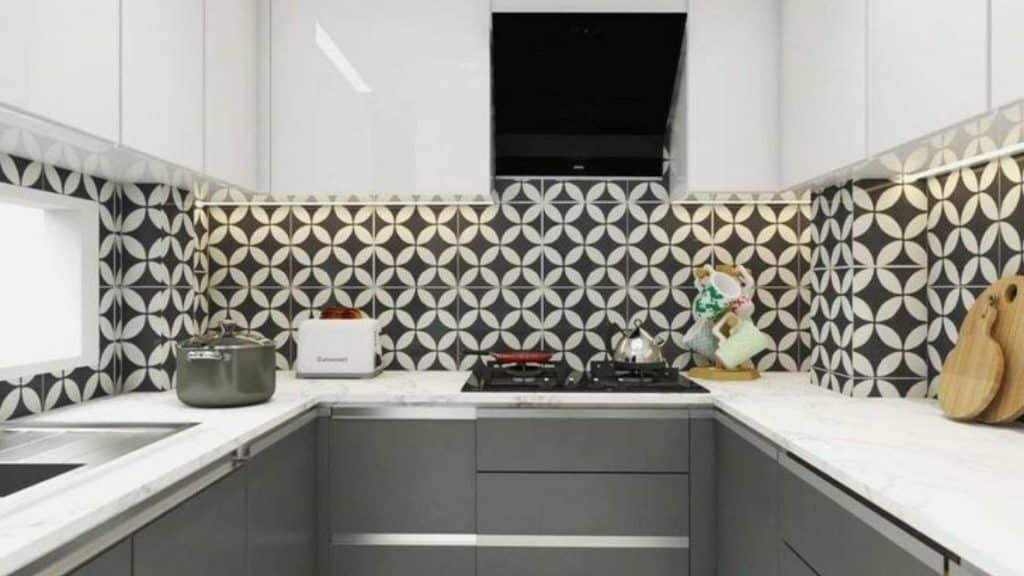 Keramik Dinding Dapur Bermotif Batik Kawung