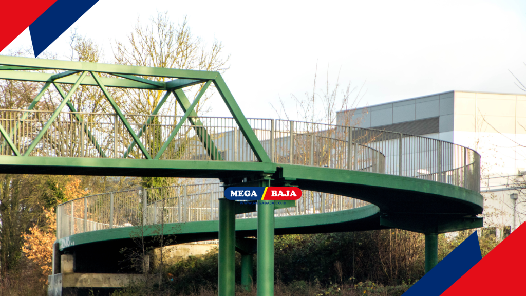 Besi assental sering diaplikasikan sebagai poros penggerak atau baut besar pada konstruksi jembatan modern