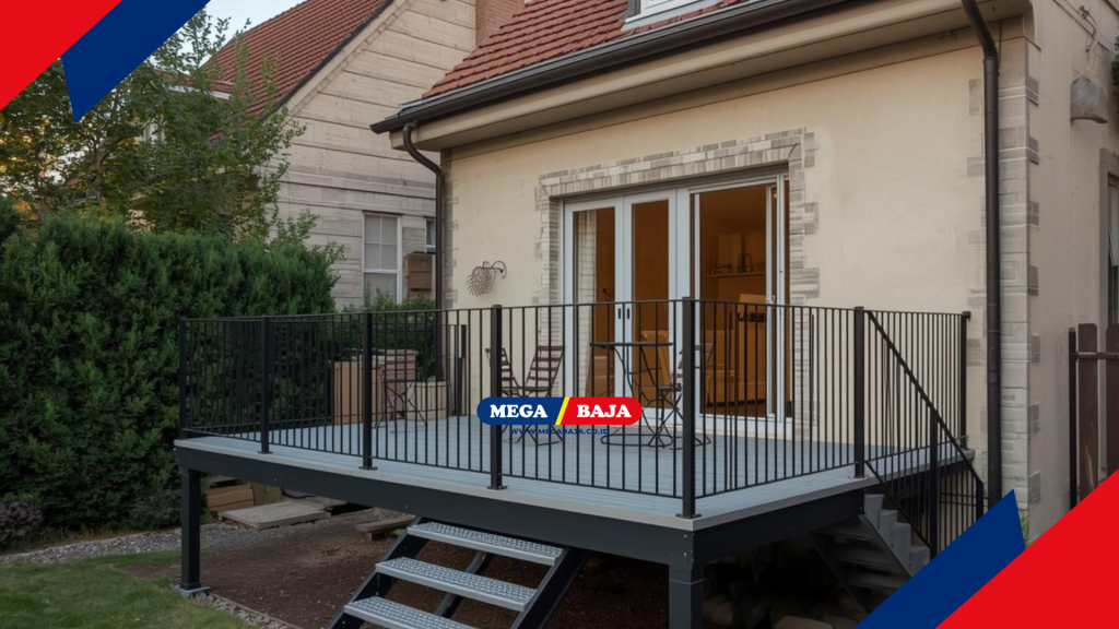 Teras mezanin metal rumah minimalis klasik