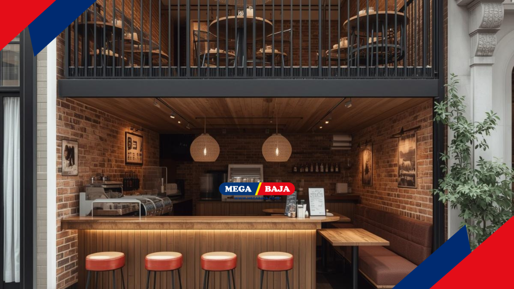 Kafe minimalis dengan gaya Industrial