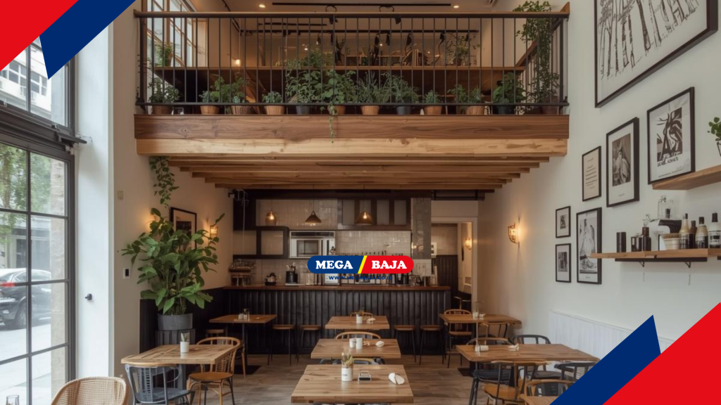 Kafe dengan Perpaduan Metal dan Kayu yang cantik