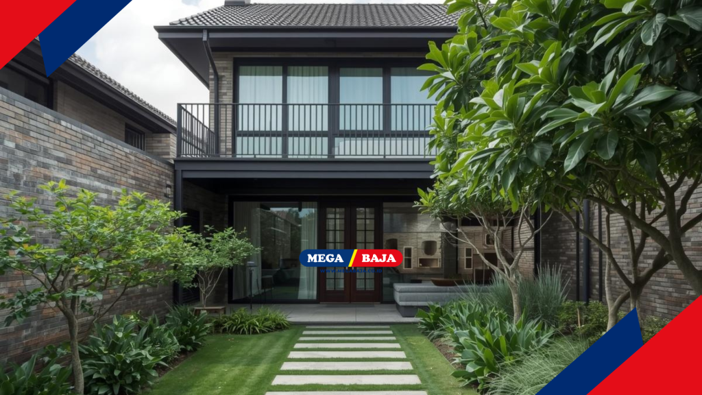 MEGA DECK MEZANIN sebagai Balkon di depan rumah yang ada kebun