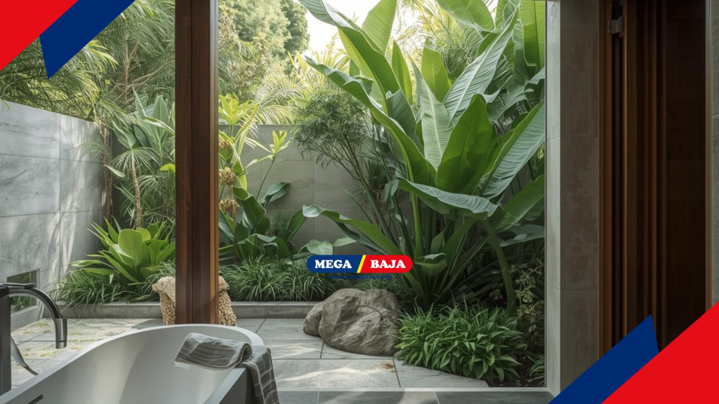 taman kamar mandi menjadi jembatan yang menghubungkan kenyamanan interior dengan kesegaran udara luar