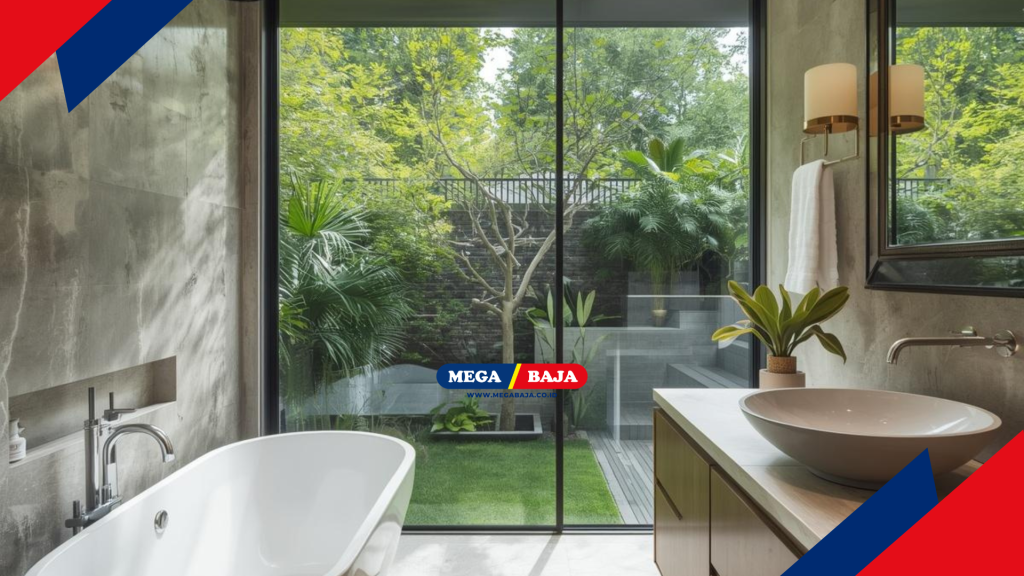 Kamar mandi yang memiliki taman privat sering kali menjadi daya tarik utama yang meningkatkan kelas