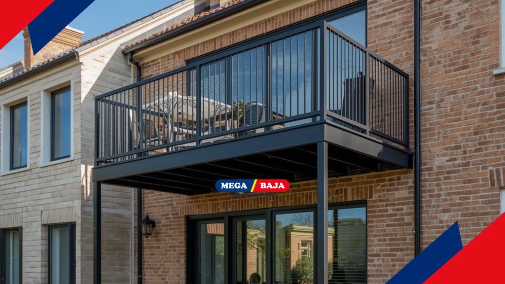 Mega Deck Mezanin sebagai Balkon dengan railing besi