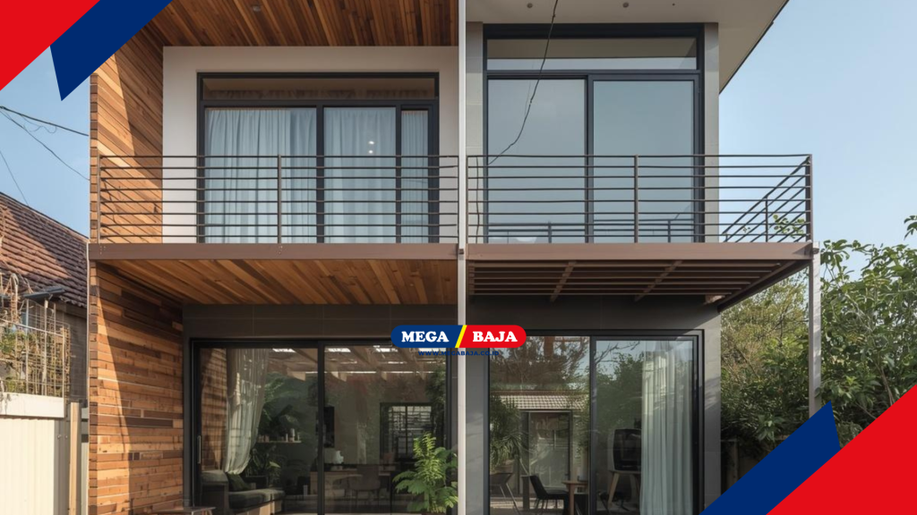Cat kayu pada balkon mezanin