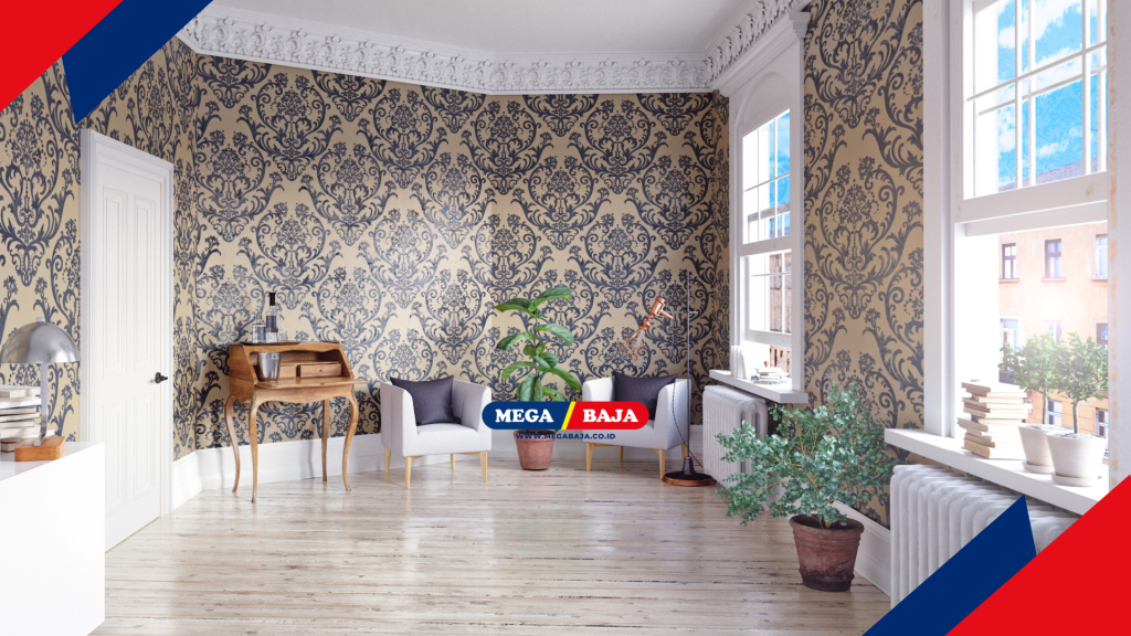 walpaper dinding yang cantik di ruang banyak ventilasi