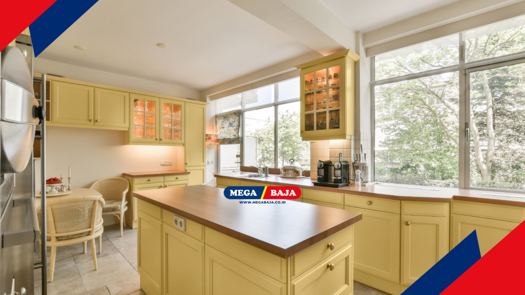 Installation of large windows in the kitchen area