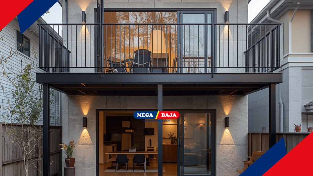 Mega Deck Balkon Mezanin Metal di Rumah Krem Cantik 1