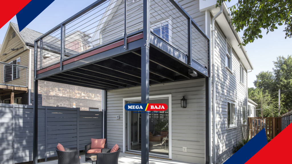 Mega Deck Balkon Mezanin Metal di Rumah Krem Cantik 3