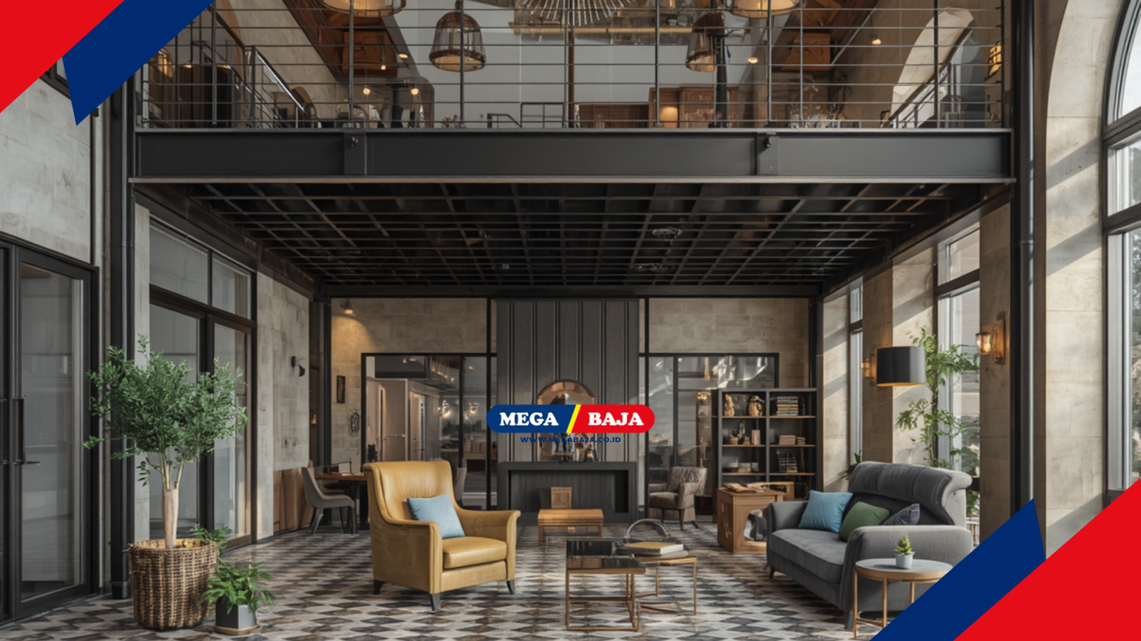 Mezanin Metal di Interior Rumah Desain Maroko yang Menginspirasi Konstruksi Modern