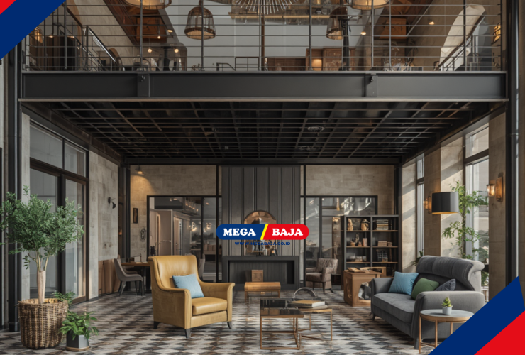 Mezanin Metal di Interior Rumah Desain Maroko yang Menginspirasi Konstruksi Modern