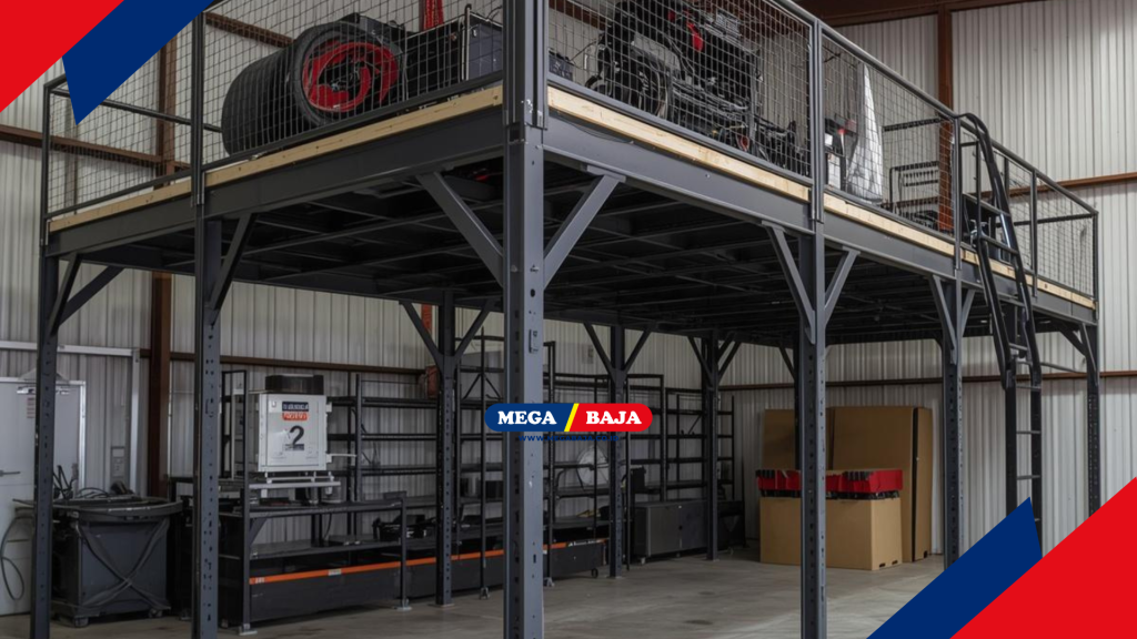 Mezanin Metal sebagai tempat penyimpanan peralatan syuting