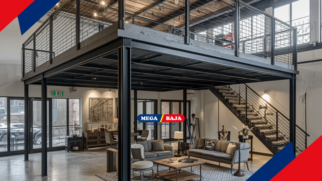 Mega Deck Mezanin Metal di Rumah Interior Maroko