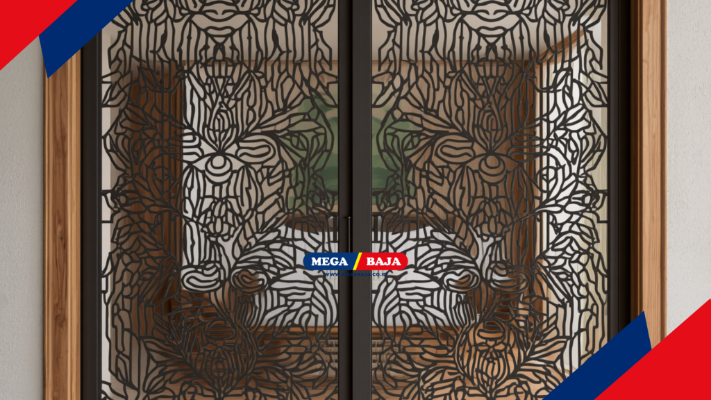 Motif Pagar Geser Komposit Kayu dan Besi