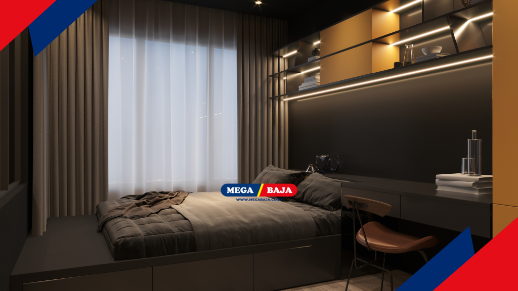 desain interior adalah permainan warna pada dinding dan elemen furnitur