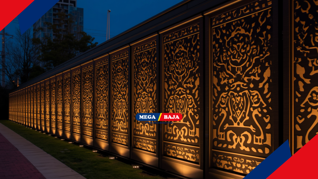 Pagar Motif Papua Terintegrasi Sistem Pencahayaan Pintar 1