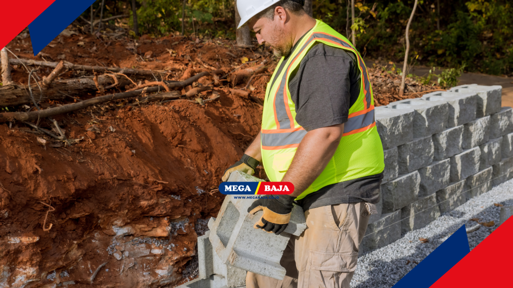 Pembuatan dinding penahan tanah (retaining wall)