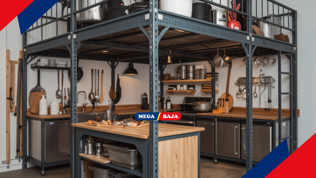 MEGA DECK Mezanin Metal adalah langkah taktis untuk menciptakan ruang penyimpanan tambahan