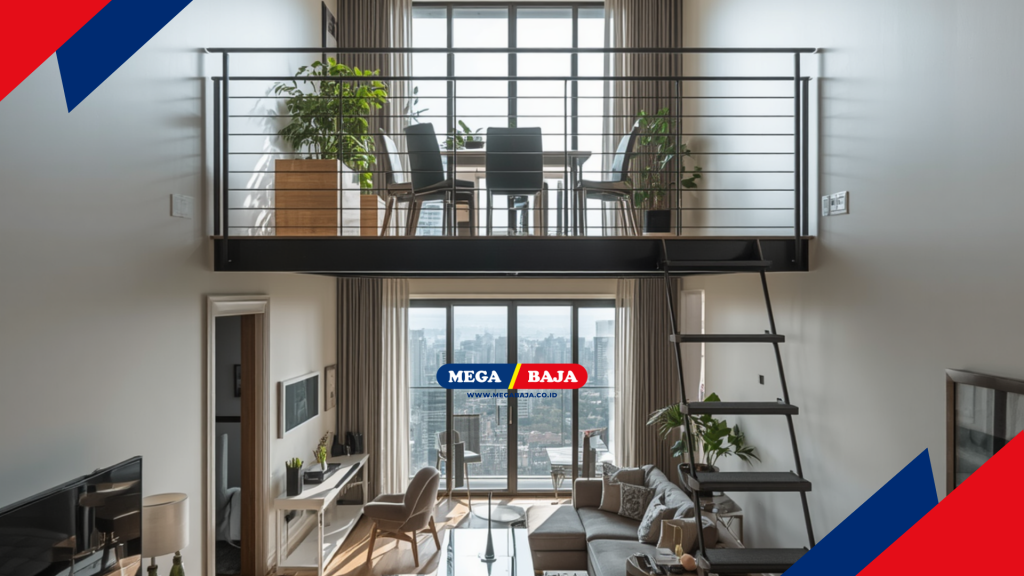Dengan adanya area mezanin metal, sirkulasi udara dari jendela tinggi dapat dikelola dengan baik