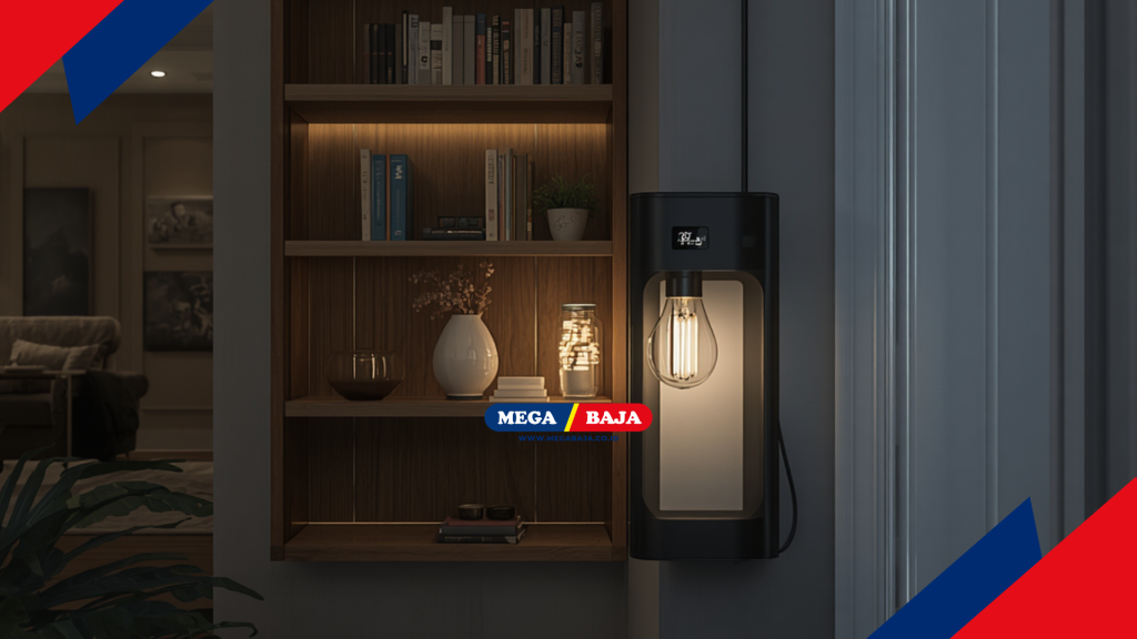ilustrasi tata letak interior yang ada lampu darurat