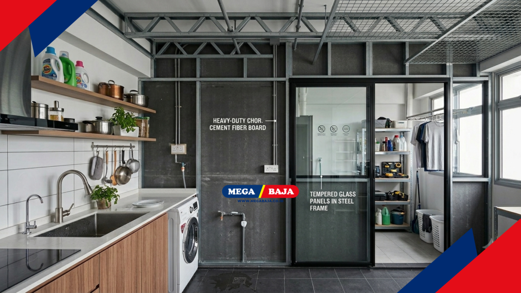 Dapur dengan Sekat Pembatas Semi Terbuka