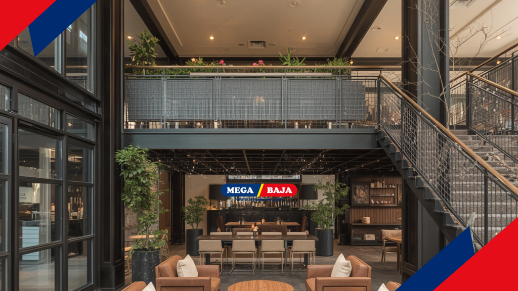 ide ruang santai hotel dengan mega deck mezanin metal 4