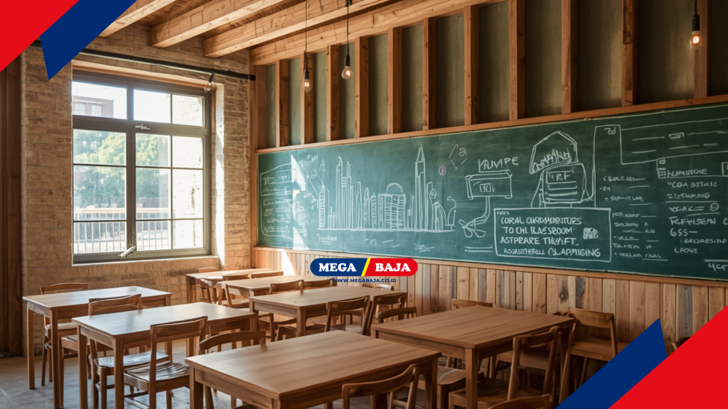 Pendekatan tata ruang di dalam kafe bertema sekolah - AI
