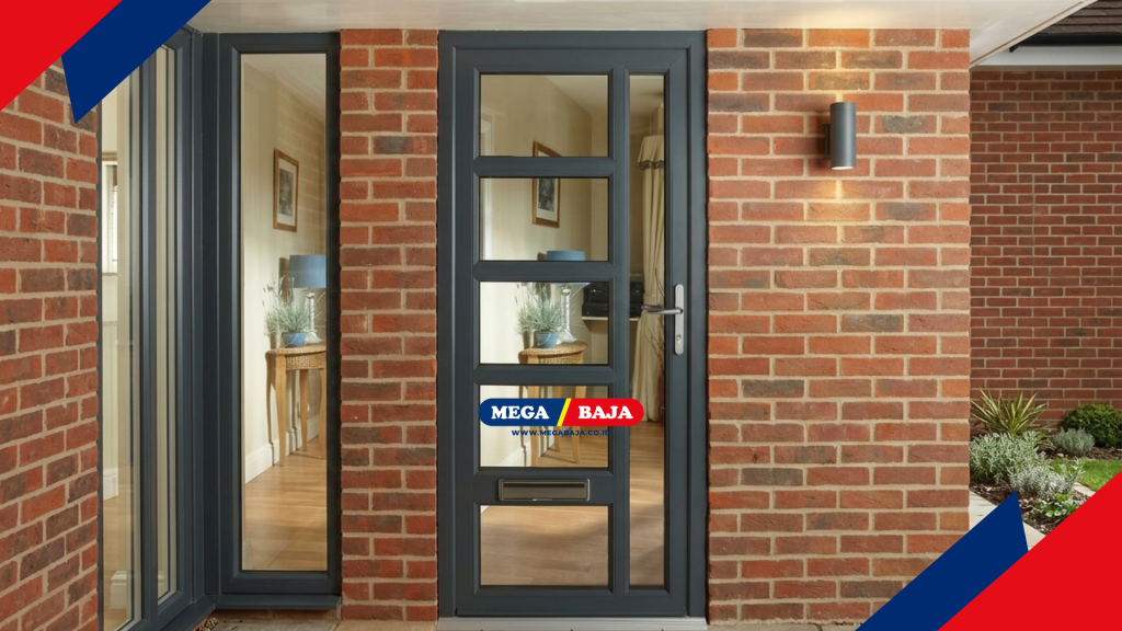 aluminium kusen aluminium pada rumah beraksen bata merah