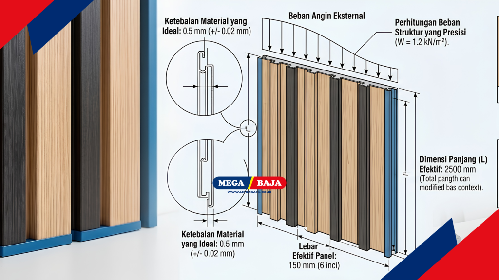 Ilustrasi Spesifikasi Teknis Dimensi Pladimet Dinding