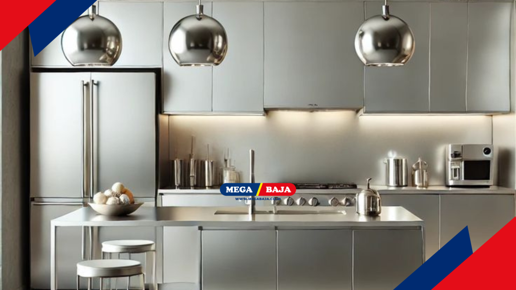 stainless steel sangat populer pada area dapur dan ruang makan - Pinterest