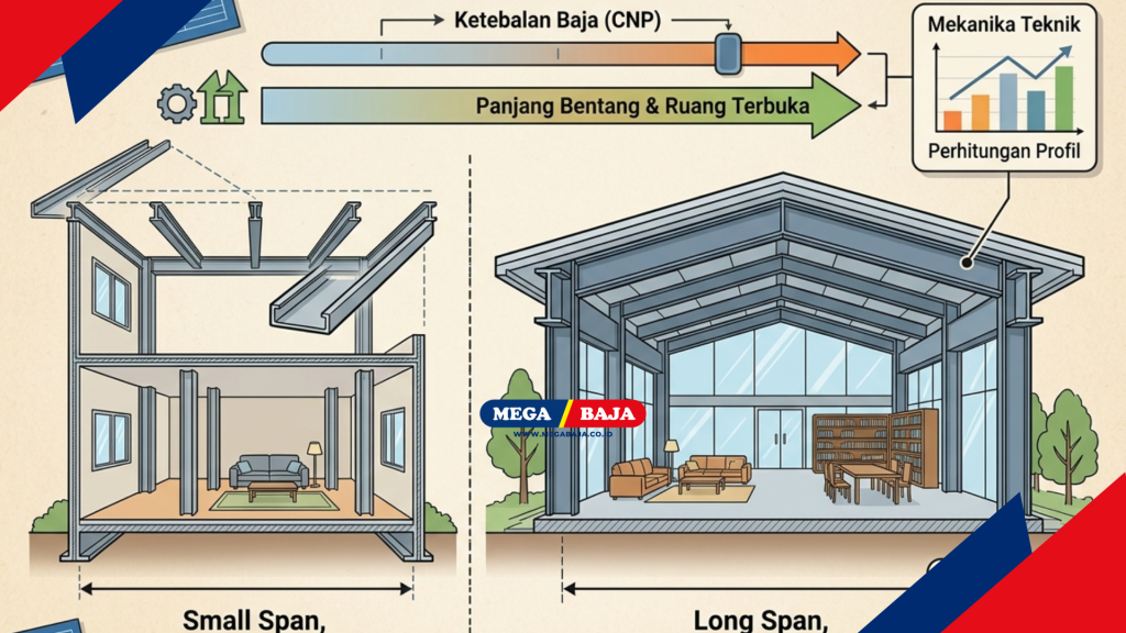 Hubungan Antara Ketebalan Baja dan Jarak Bentang Arsitektur
