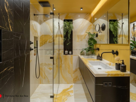 Marmer Kuning Kamar Mandi : Solusi Estetika Konstruksi Dinding Premium