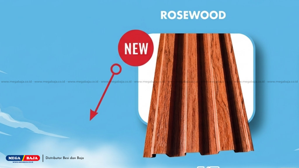 Plafon Dinding dan Metal Warna Rosewood
