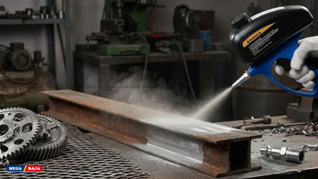 Mesin sandblasting bekerja dengan memanfaatkan prinsip tekanan udara terkompresi