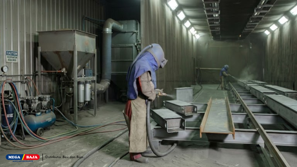 visualisasi kerja sandblasting