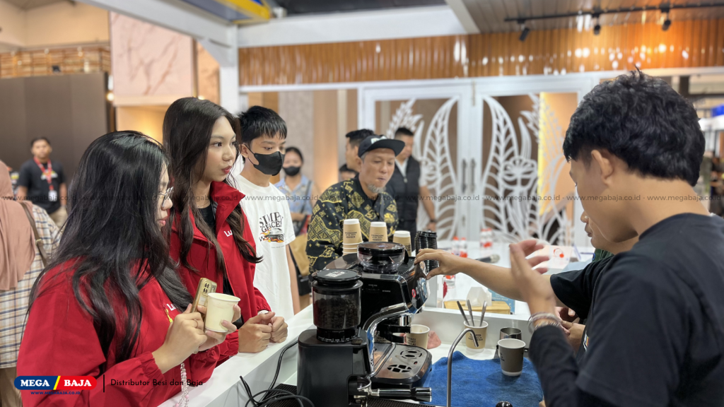 fasilitas kopi gratis yang nikmat di Booth Mega Baja