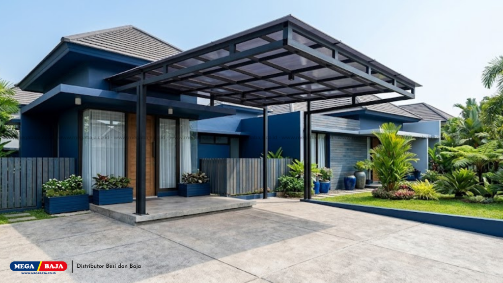 Kanopi Rumah dengan Rangka Hollow Galvanis