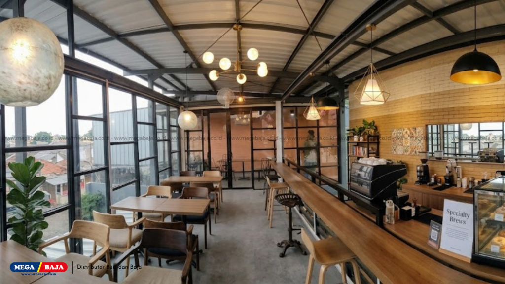 Berapa lama rata-rata waktu yang dibutuhkan untuk membangun kafe berstruktur baja?