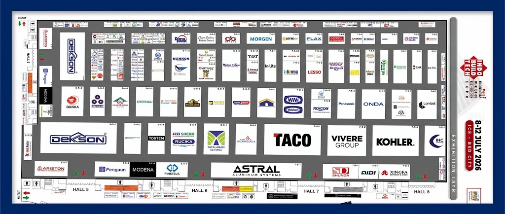 Denah Booth Mega Baja di Indo Build Tech 2026 - Hall Utama, Booth 6-B-5