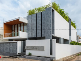 Penerapan Kombinasi Kayu dan Beton pada Fasad Rumah Minimalis Modern