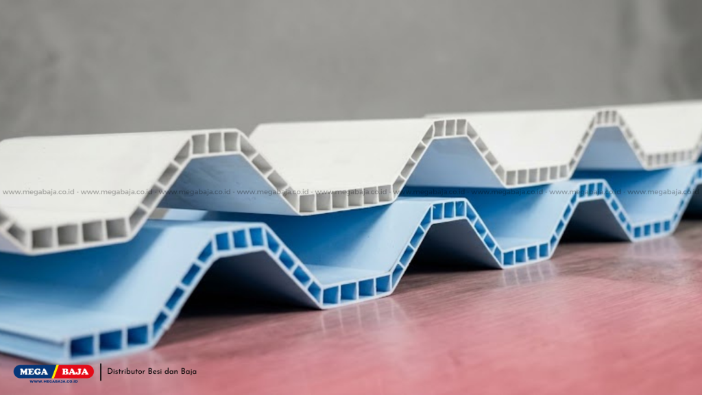 Penggunaan struktur gelombang ganda atau twin wall pada panel Atap