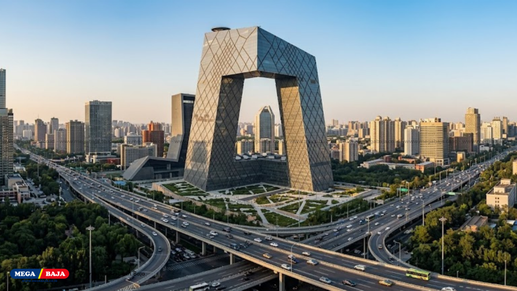 Markas Besar CCTV (China Central Television Headquarters) berada di pusat kawasan bisnis Beijing