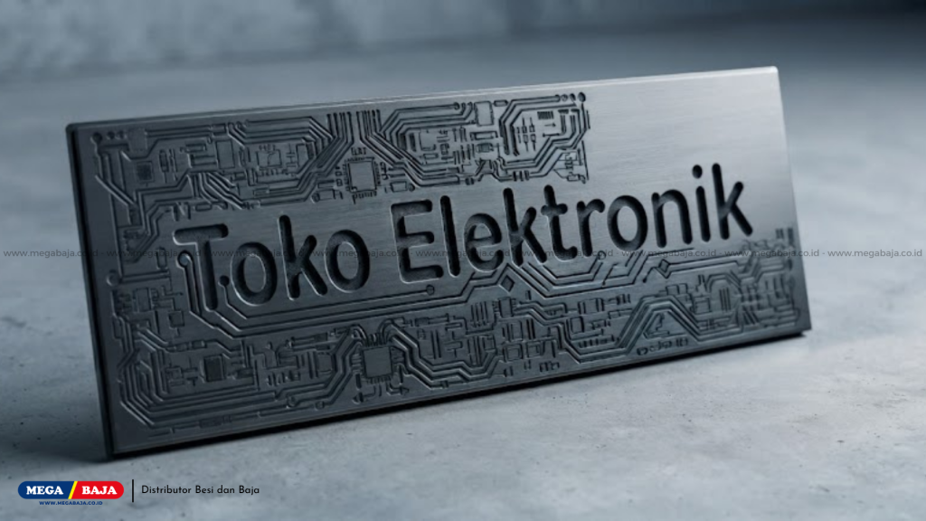 Pilihan Material Plat Cutting Terbaik Untuk Papan Nama Toko Elektronik Modern