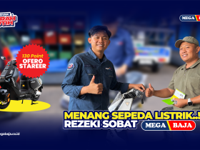 Kemitraan Tangguh !! : Sepeda Motor Listrik dimenangkan Pak Wahyu dari Mega Baja Ciledug di Event Gebyar Merah Putih !!