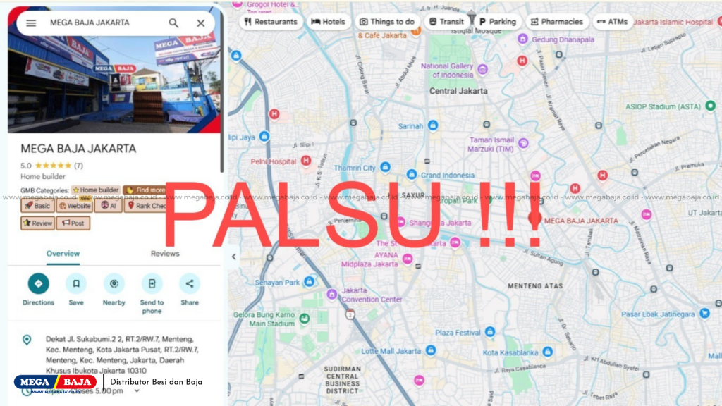 Titik Google Maps Palsu - MEGA BAJA JAKARTA sebagai MAPS PALSU