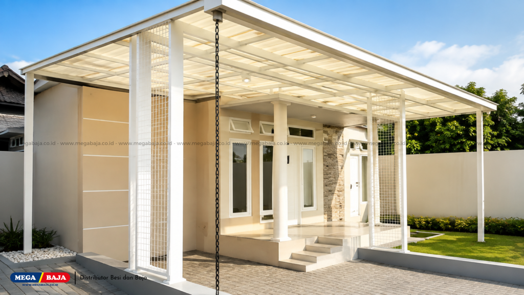 Kanopi Atap dingin uPVC Mega Shield Translucent dibuat menggunakan material Unplasticized Polyvinyl Chloride