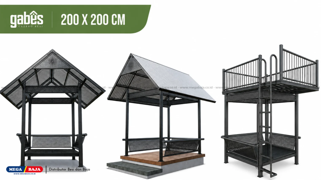 GABES GAZEBO BESI 200 x 200 cm yang fleksibel untuk berbagai area