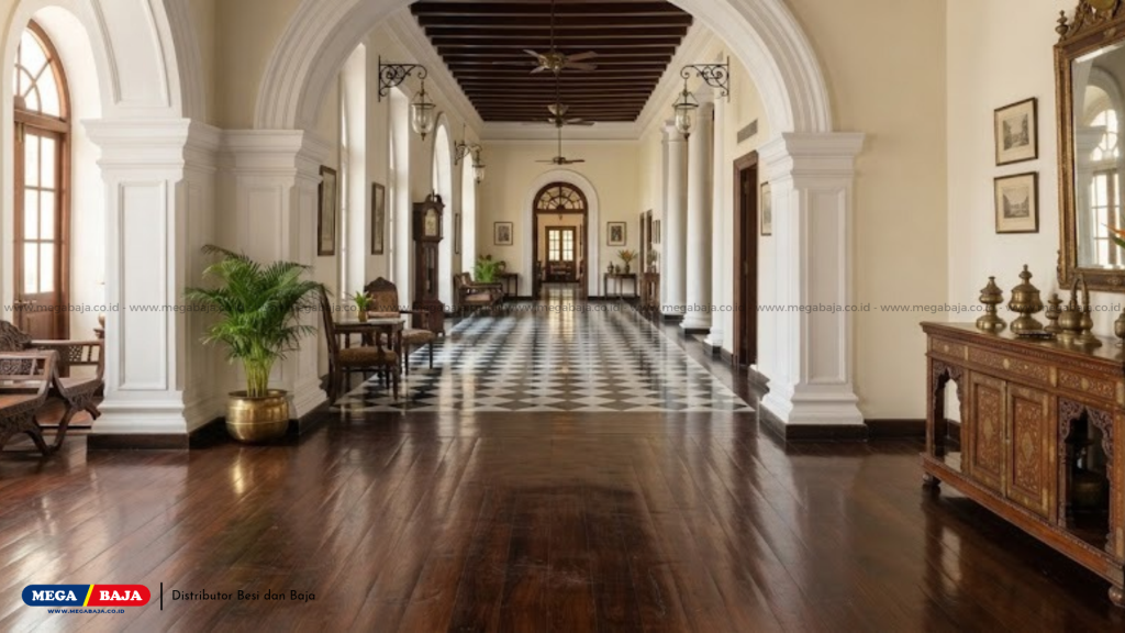 Koridor Hotel dengan Estetika Era Kolonial India