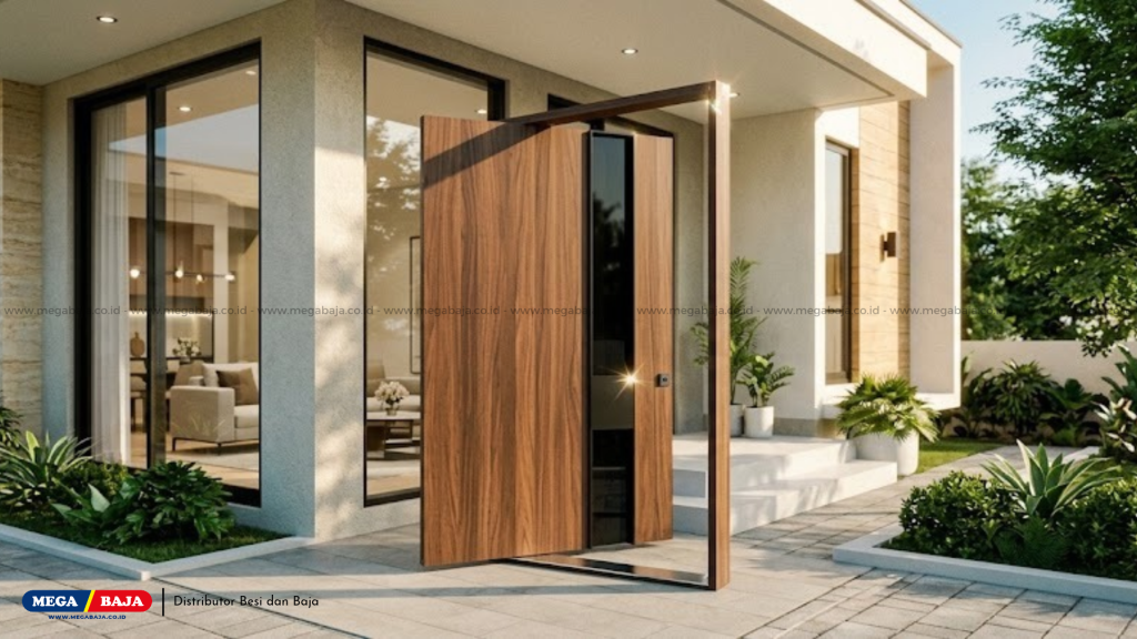 Pintu Pivot Modern : Solusi Bukaan Megah Fasad Konstruksi Masa Kini